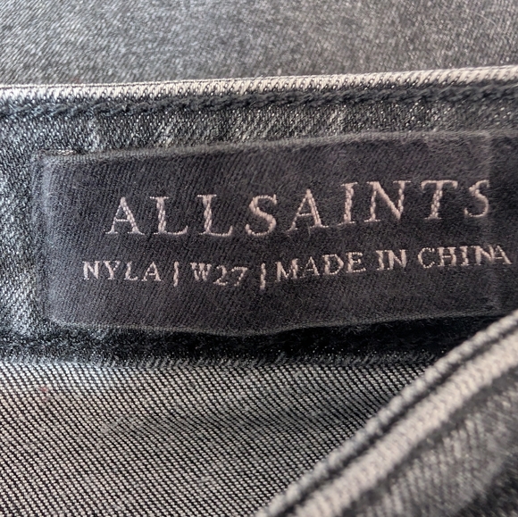 AllSaints Nyla High Rise Skinny Black Jeans 27 - Picture 10 of 12